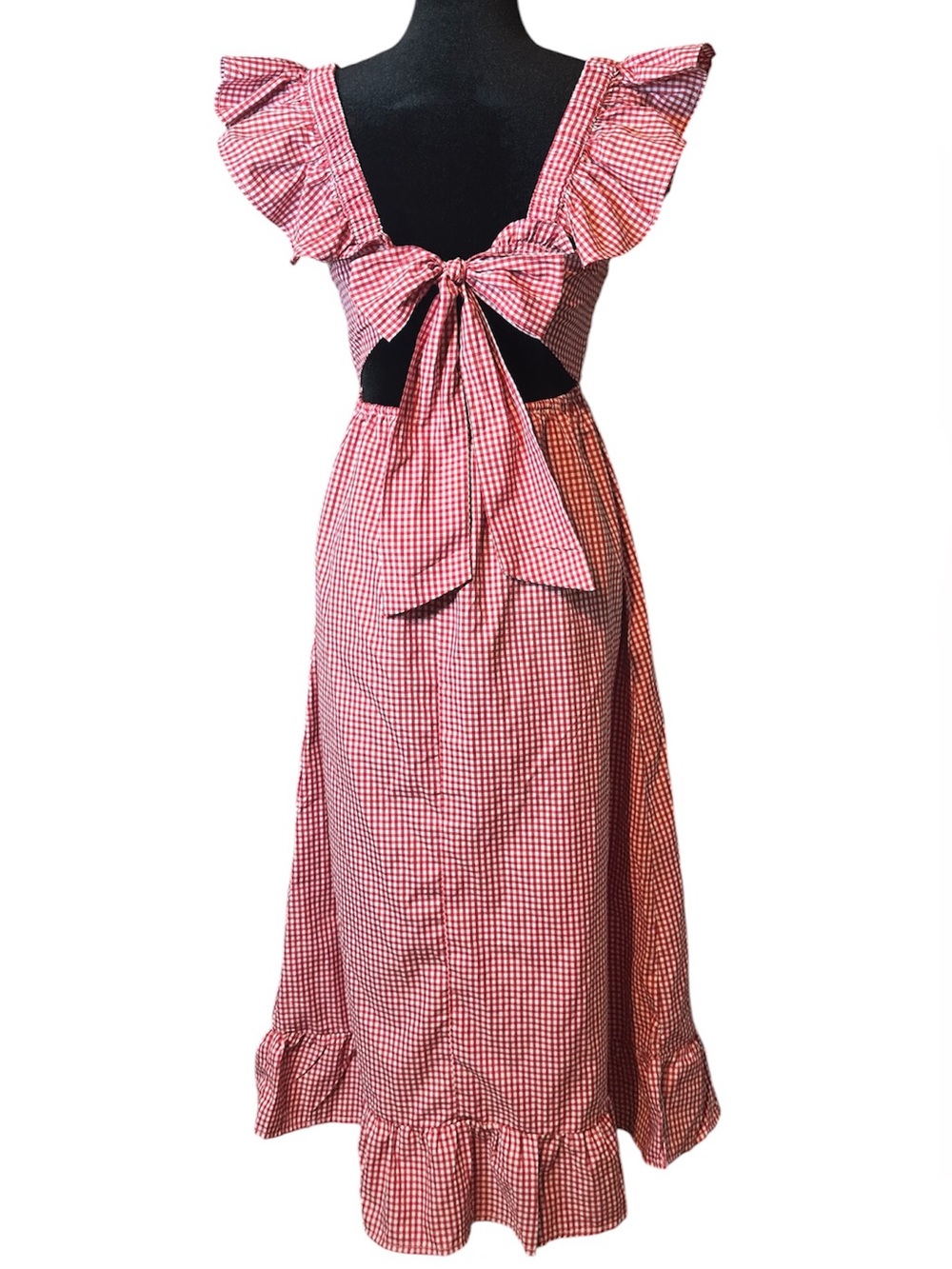 Sim and Sam Red Gingham Ruffle Midi Dress - Picture 7 of 9